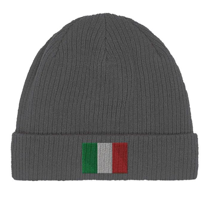 Bonnet - Drapeau Italie - Gris - 100% coton - Taille fixe - Design épuré
