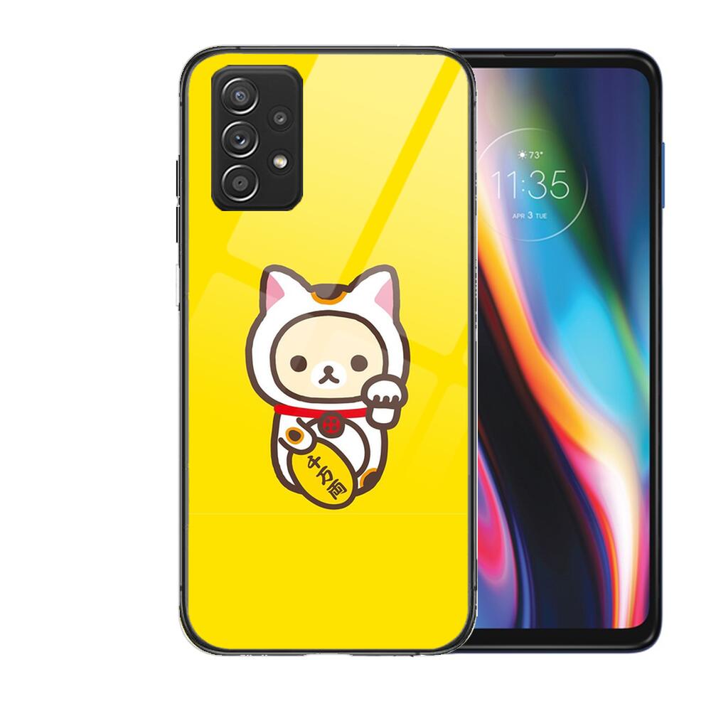 TOPLBPCS Cute Rilakkuma Tempered Glass Case Phone For Samsung Galaxy A51 A71 A60 A70S A70 A80 A21S A41 A20E A50 A30S 5g A32 A40S
