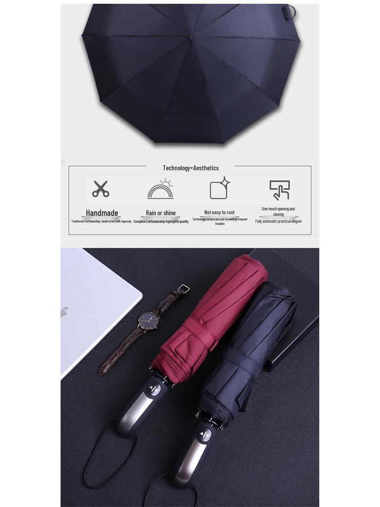 Automatic Three-Fold Sunshade Umbrella: UV-Protection & Rainproof for Men and Women