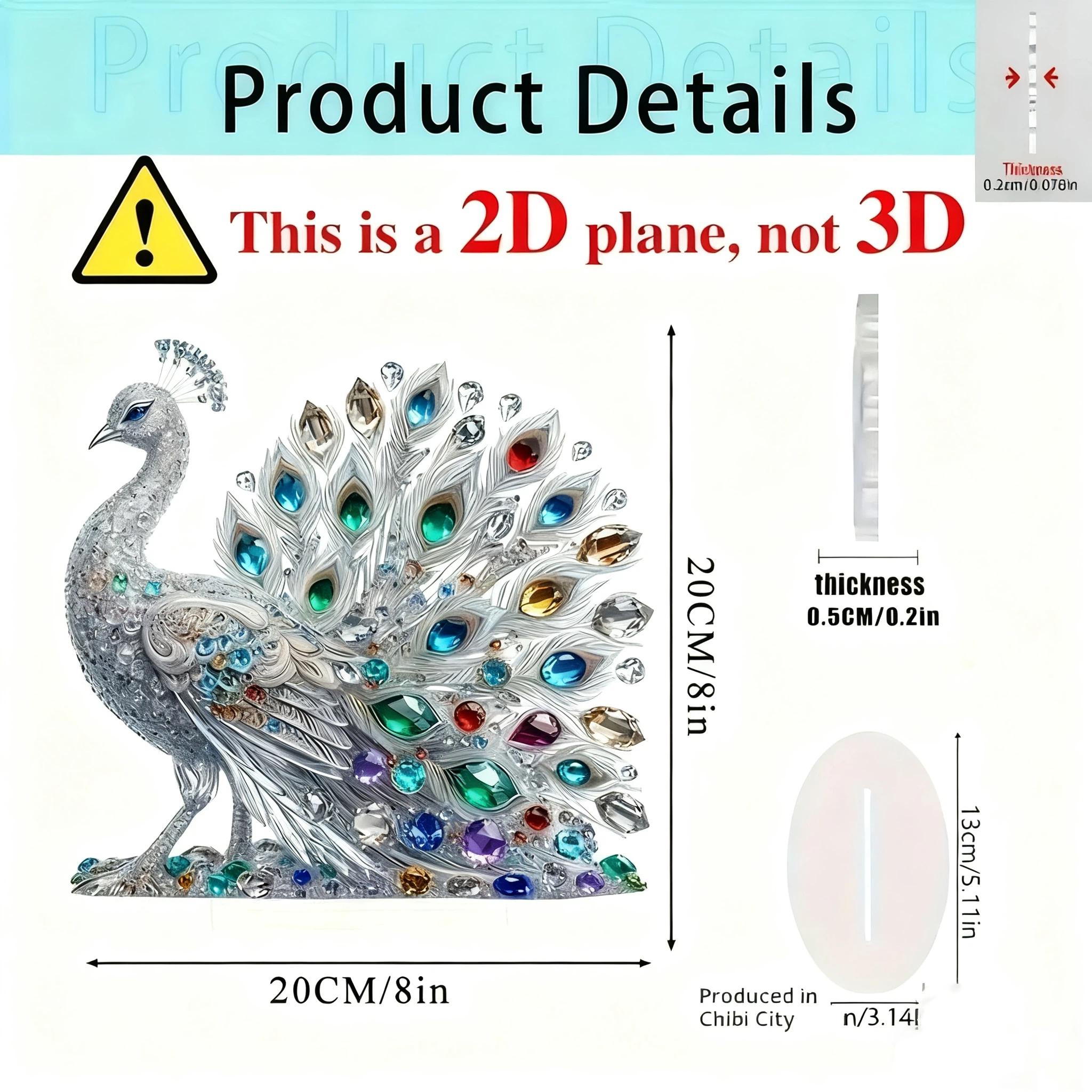 1 шт. 2D плоская акриловая фигурка Роскошное хрустальное украшение павлин Настольное украшение для спальни гостиной офиса A2