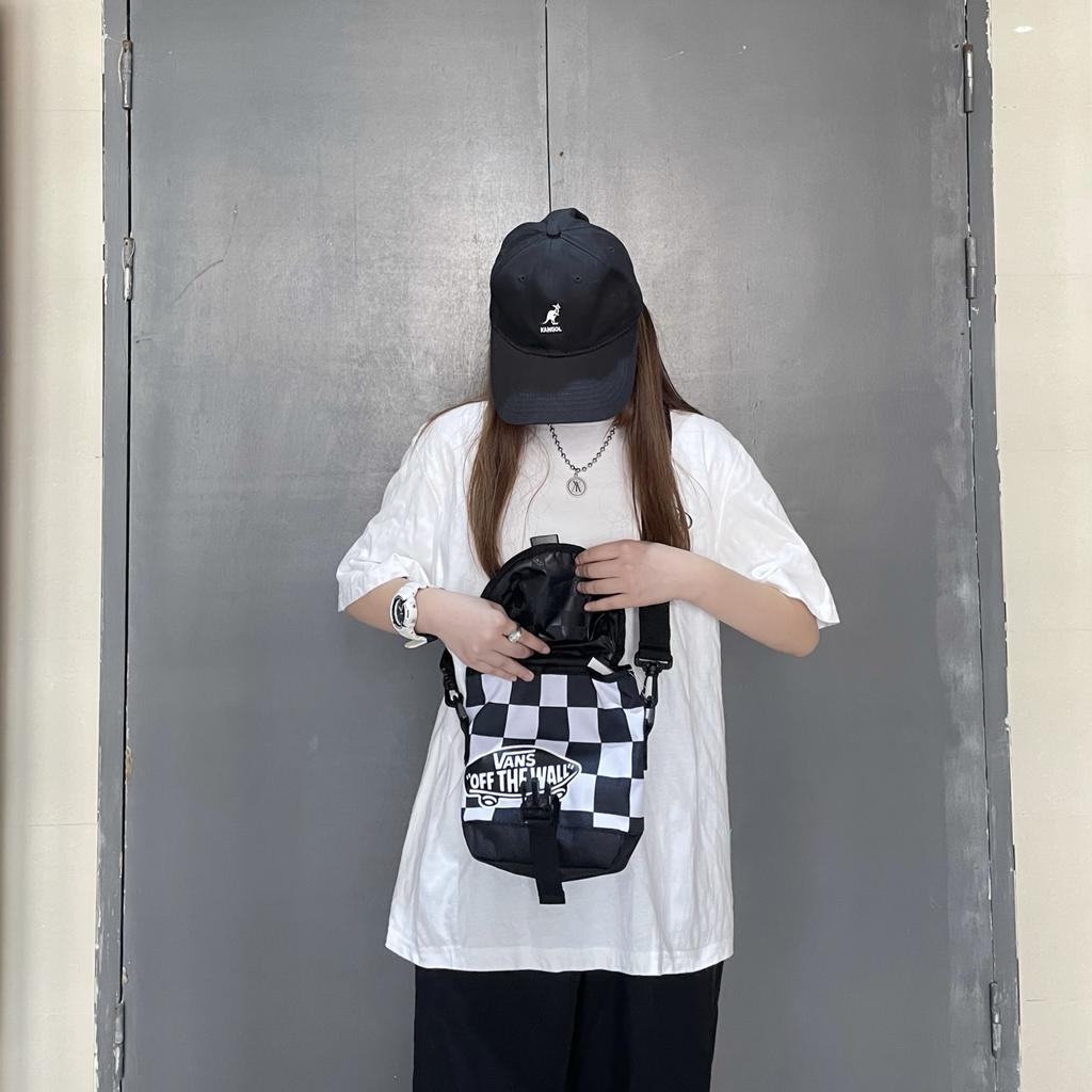 Men's Bag Vans Checkerboard Polyester Crossbody Bag Regular Unisex Black White