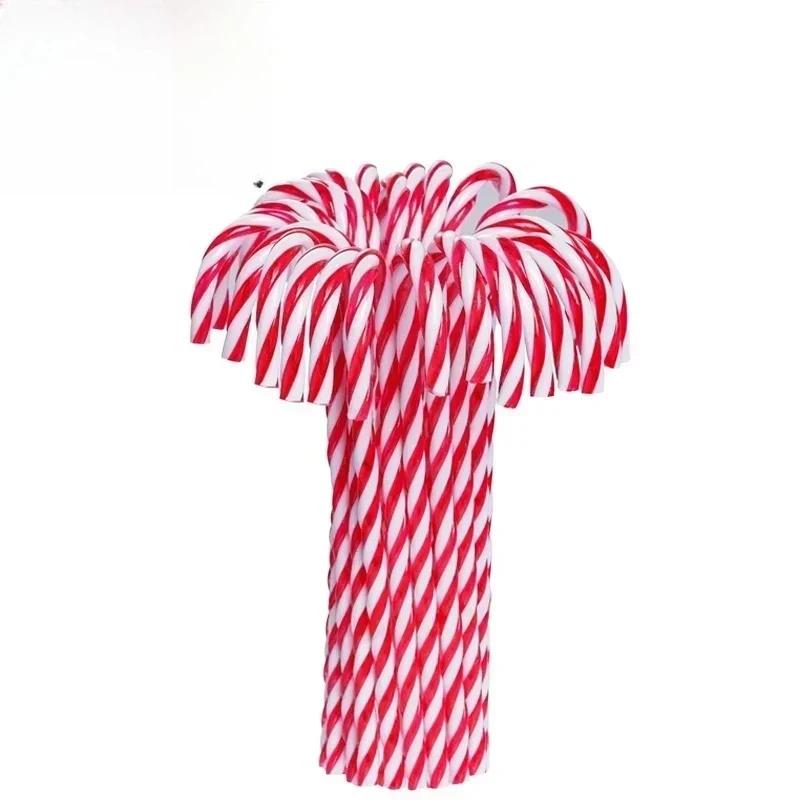 100/10Pcs Christmas Candy Cane Ornament Plastic Christmas Tree Hanging Decoration Twisted Crutch Candy Canes Indoor Party Favor
