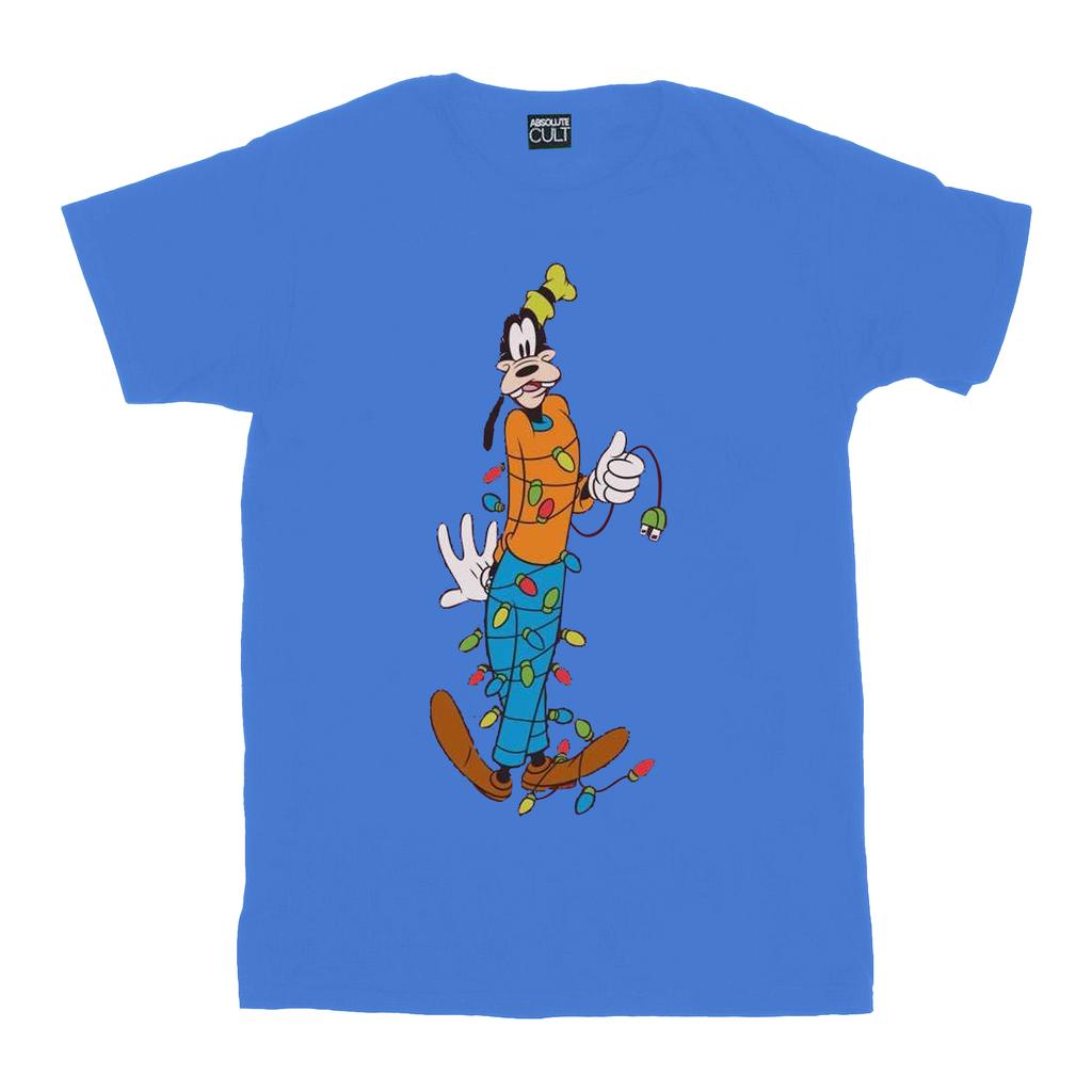 Disney Mens Goofy Christmas Lights T-Shirt