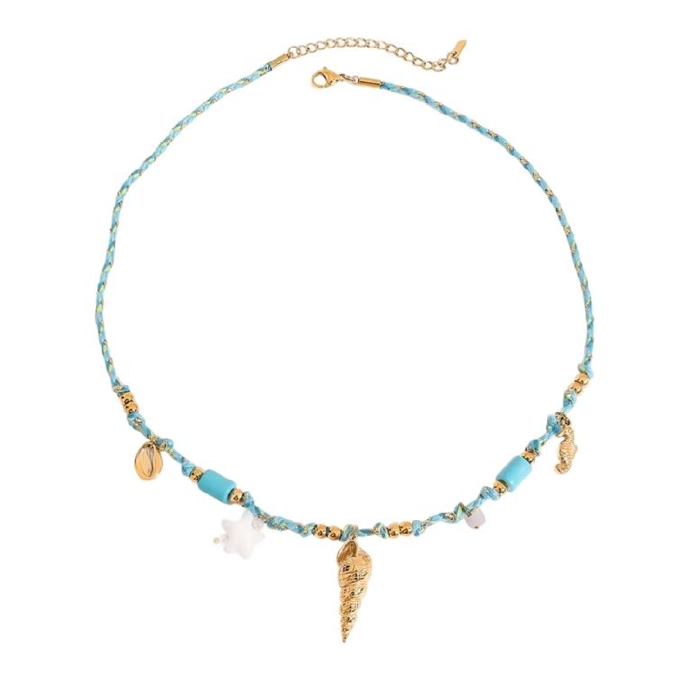 Gold Copper Fish Pendant Necklace Adjustable Braided Cord Jewelry Bohemian Oceanics Theme for Women