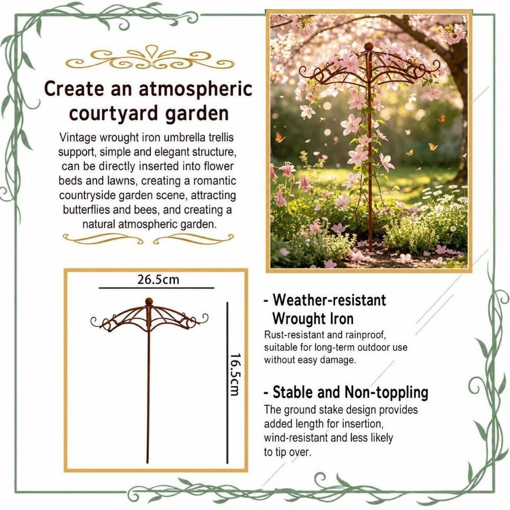 Umbrella Shape Garden Vine Frame Metal Material Plant Support  For Climbing Plants