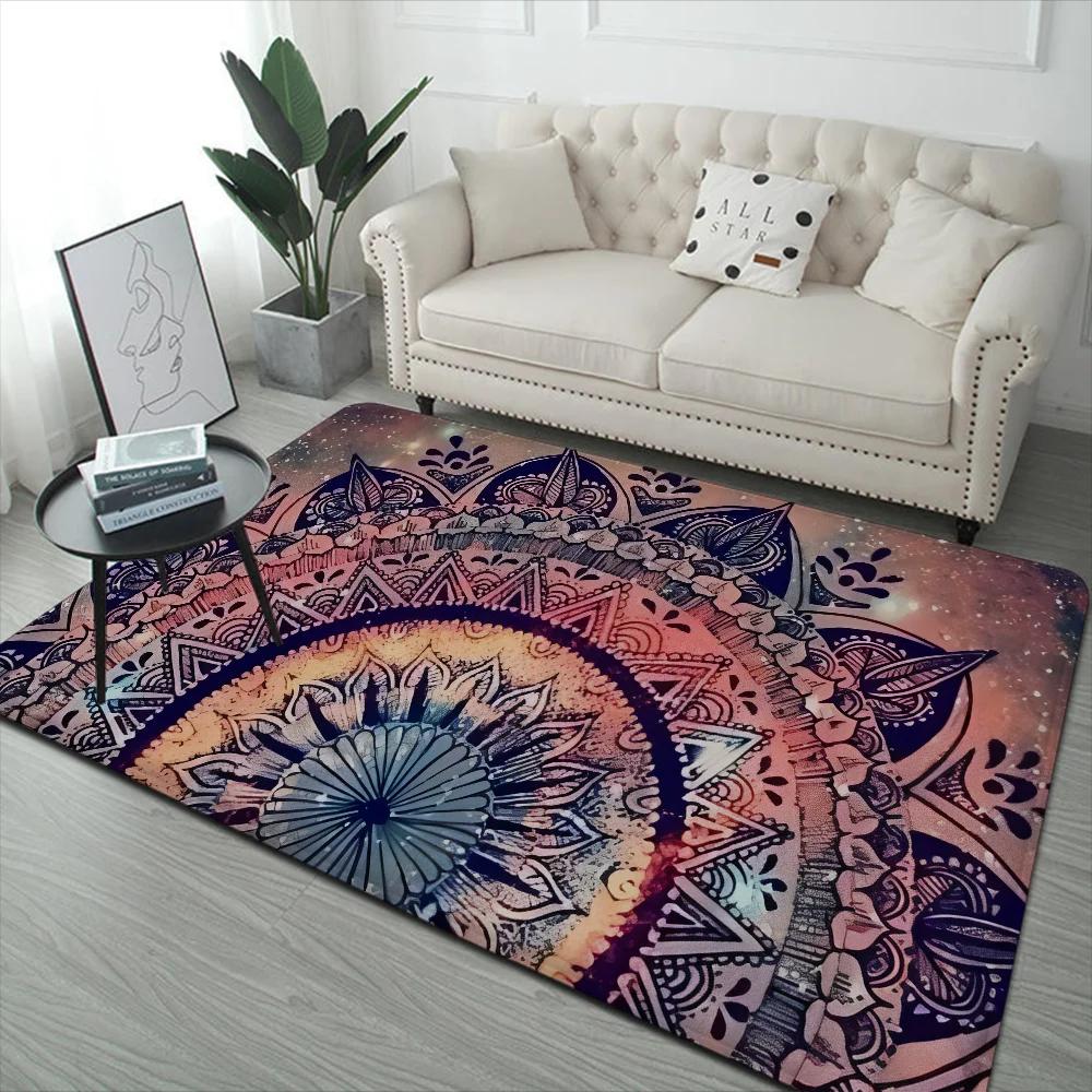 Mandala Flower Pattern Floor Mat Floor Mat INS Style Soft Bedroom Floor House Laundry Room Mat Anti-skid Household Carpets
