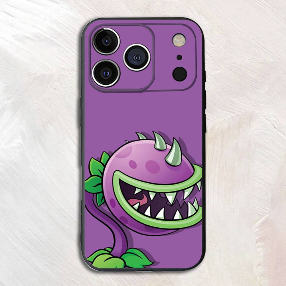 

P-Plants Z-Zombies Game Black Phone Case For iPhone 17,16,15,14,13,12,13,12 Pro Max Plus XS XR Silicone Soft Back Cover iPhone16