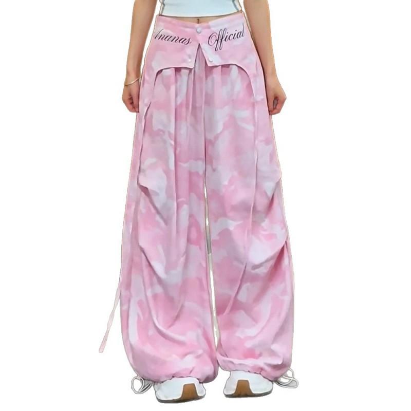 Womens Camo Cargo Pants 2026 Thin Two-piece Wide Leg High Waist Casual Trousers