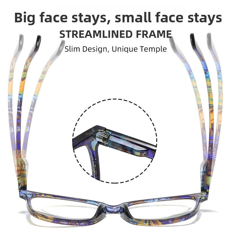 Casual Fashionable Printed Reading Glasses Ultra-light Spring Legs Comfortable and Sturdy Anti-blue Light Glasses 0 To +4.0