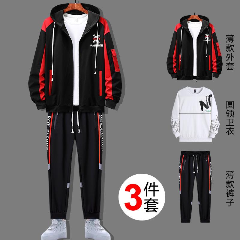 

Sports Suit Men s Hoodie Trendy Casual Fashion High School Students Handsome Youth Three Piece Set 5XL