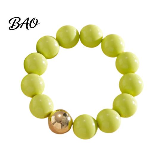 Colorful Bead Necklace Beaded Jewelry for Women, Acrylic Big Beads Choker Female Bracelet Necklace, Round Stretch Bracelet, Summer Retro Accessory