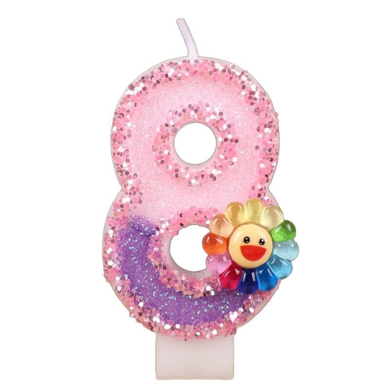 Flowers Handmade Numbers Birthday Candles Cake Decoration Party Festival First Year Number Candles 0-9