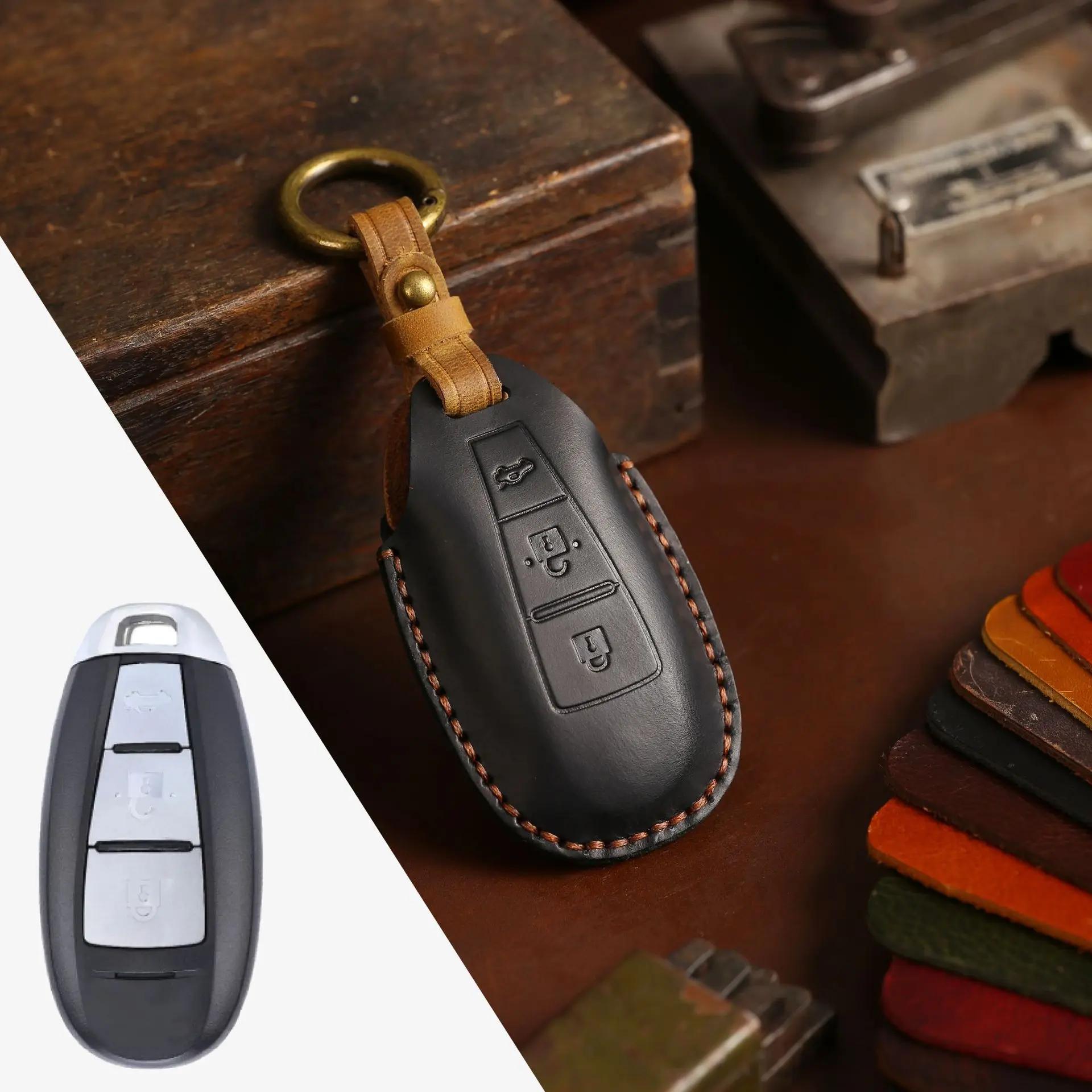 

3button smart remote cover For Suzuki Vitara Swift Ignis Kizashi SX4 Baleno Ertiga Samurai S-Cross Remote Leather Car Key Case чорний