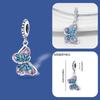 New 925 Sterling Silver Blue Murano Bead Pansy Flower Dangle Charm Fit Original Brand Bracelet And Necklace 925 Jewelry Gift
