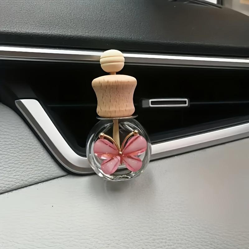 1pc Car Butterfly Glass Bottle, Reusable Car Essential Oil Diffuser, Empty Glass Bottle Pure Decoration Car Accessories