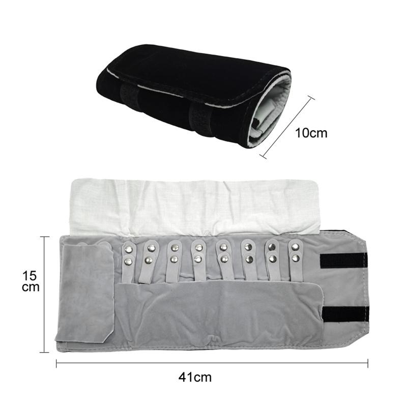 Black PU Leather Inner Black or Grey Velvet Jewelry Storage Bag MiNi Roll Bag Necklace Ring Earrings Pendant Storage Roll Bag