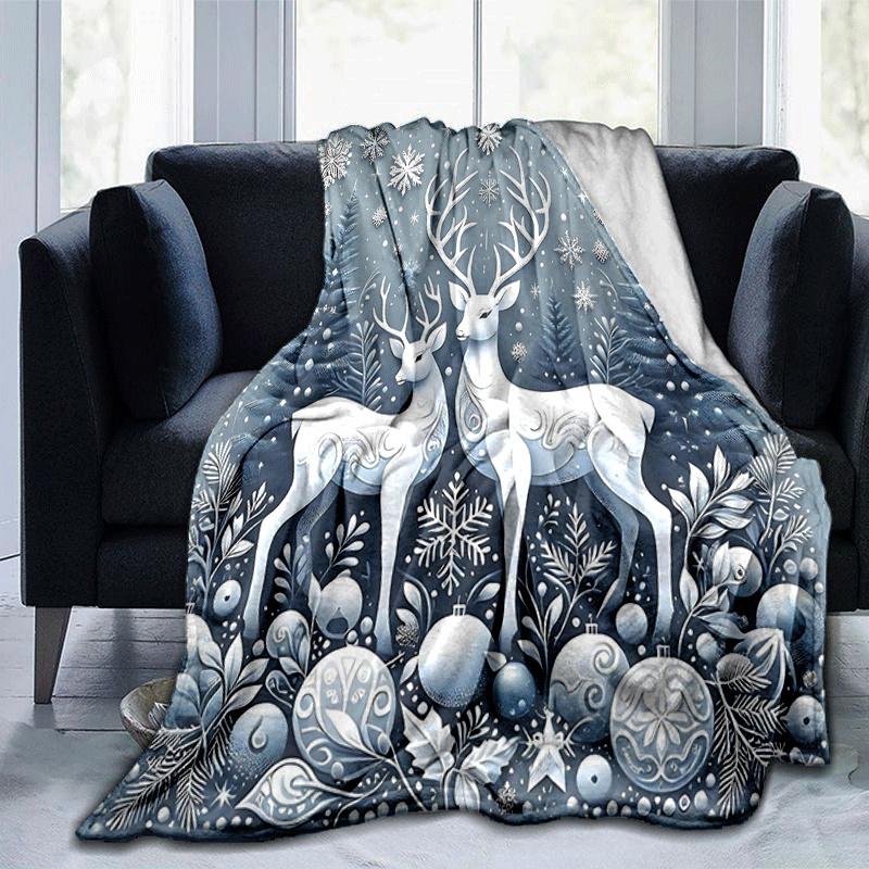

1pc Deer Printing Lightweight Flannel Blanket, Comfortable and Warm Blanket, for Camping Sofa Bed and Couch Office, Suitable for Gift Blanket 100x150cm