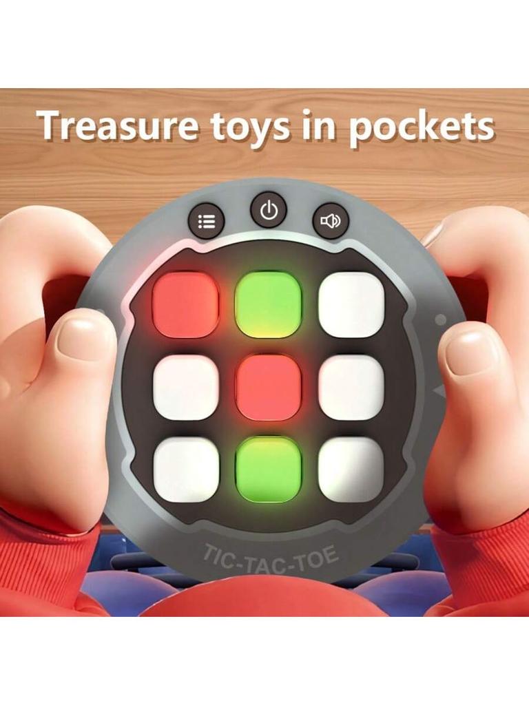 Handheld Tic-Tac-Toe Game, 3-Color 9-Button Mini Board Game for Kids  Adults, Portable Travel Toy