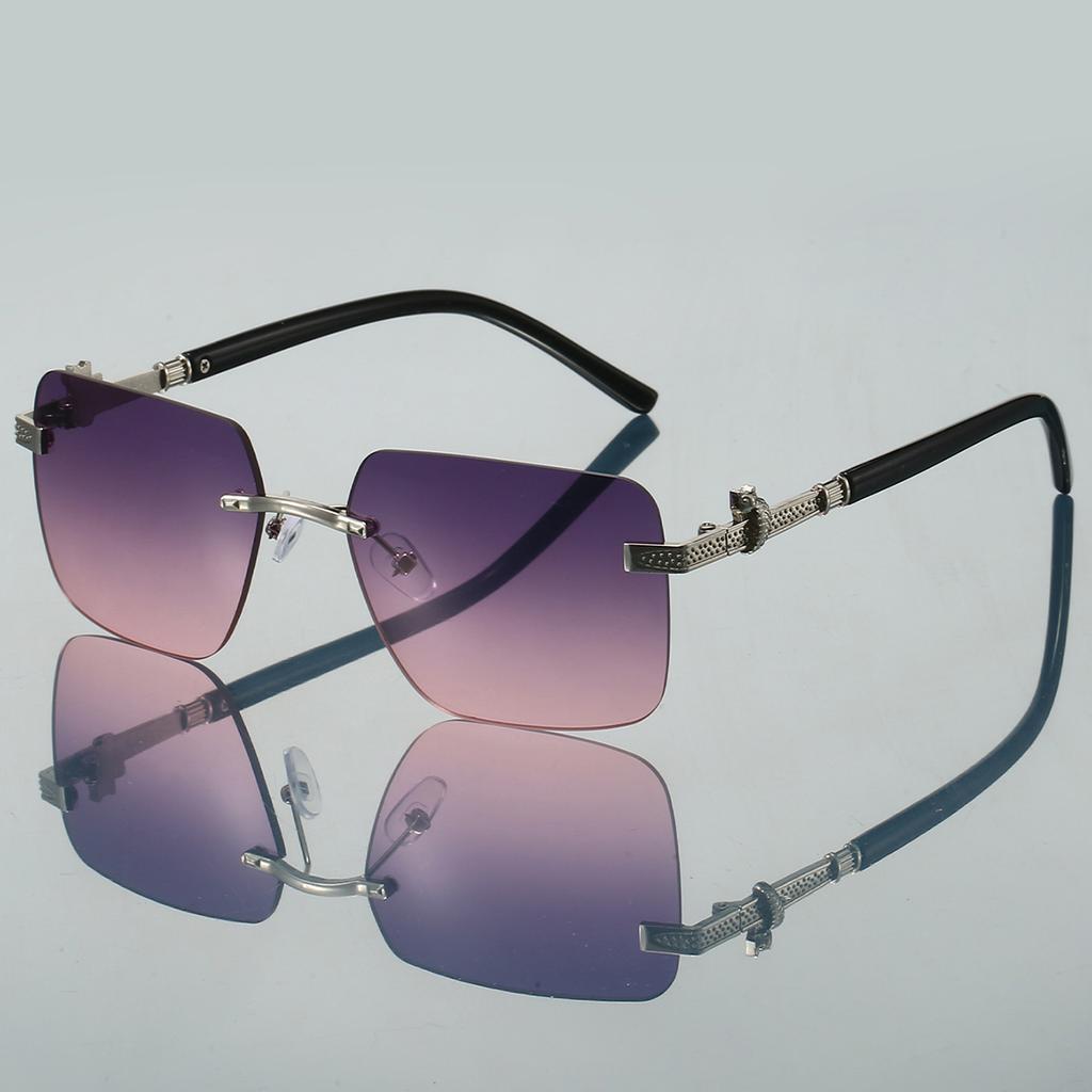 Rimless Square Sunglasses New Fashion Vintage Style Gradient Multi-color Sun Glasses Trendy Stylish Brand Design Shades