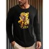 Dragon Balls Herren Slim Fit Langarm T-Shirt, Abstrakter Geometrischer Druck, Stretchstoff, Flexibel für den Alltag