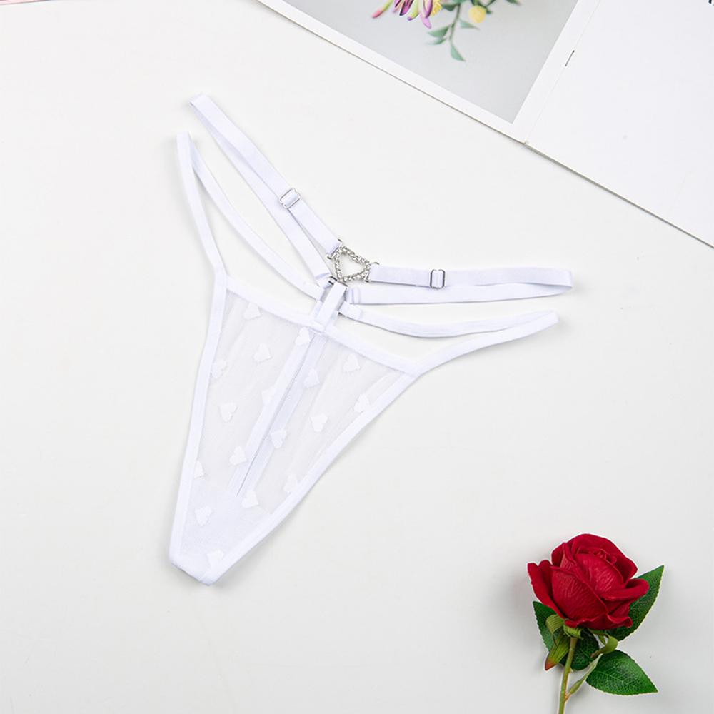 Women's Thong Sexy With  Adjustable Waistband Embroidered Heart Pattern Diamond Buckle Comfortable Underwear