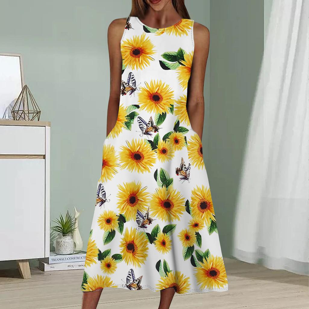 

Летнее модное сексуальное платье без рукавов, мягкое повседневное платье с принтом 3D хризантемы, платье без рукавов на бретельках 8XL