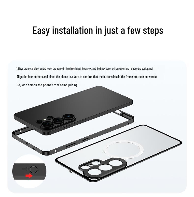 Samsung S26 Ultra Magnetic Buckle Phone Case, S25 Plus Metal Lens, S24 Drop Protection