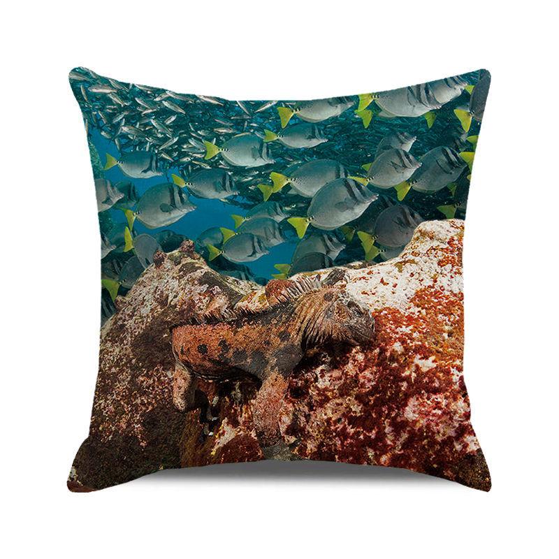 Home Decor Underwater World: Sea Creatures & Mysteries Pattern Cushion Cover Suitable for Sofa Bedroom Car Pillow Cover