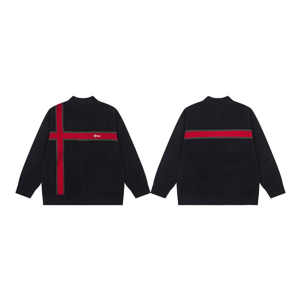 Cardigan Corteiz Tendência de Lã com Zíper - Jaqueta Unissex Hip Hop Streetwear Retrô Americano