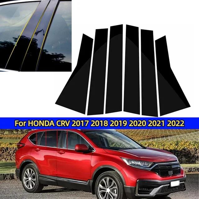 Car Window Door Column B Pillars Post Cover Trim For Honda Accord Civic CRV Jazz HRV Black Carbon Fiber Mirror Effect PC Sticker