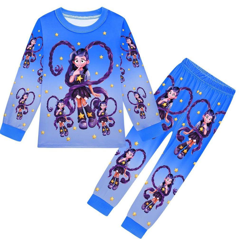 19800 Kids Girls Lily Lovebraids Printed Long Sleeves Round Neck Fashion Top Trousers Sets 100cm