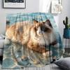 Sea water puppy kitten Print Flannel Blanket,High quality Comfortable for All Seasons,Home Decor,Warmth and Comfort,Perfect for Christmas Gifts