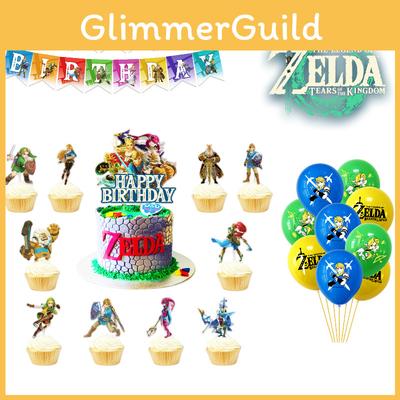 Legend Of Zelda Game Theme Balloon Banner Cake Toppers Set Party Decorations