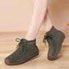 Fashion Winter Soft Sole Ankle Boots with Plush for Women Lace-Up Ladies Retro Flat Shoes Handmade Genuine Cow Leather Warm Sneakers