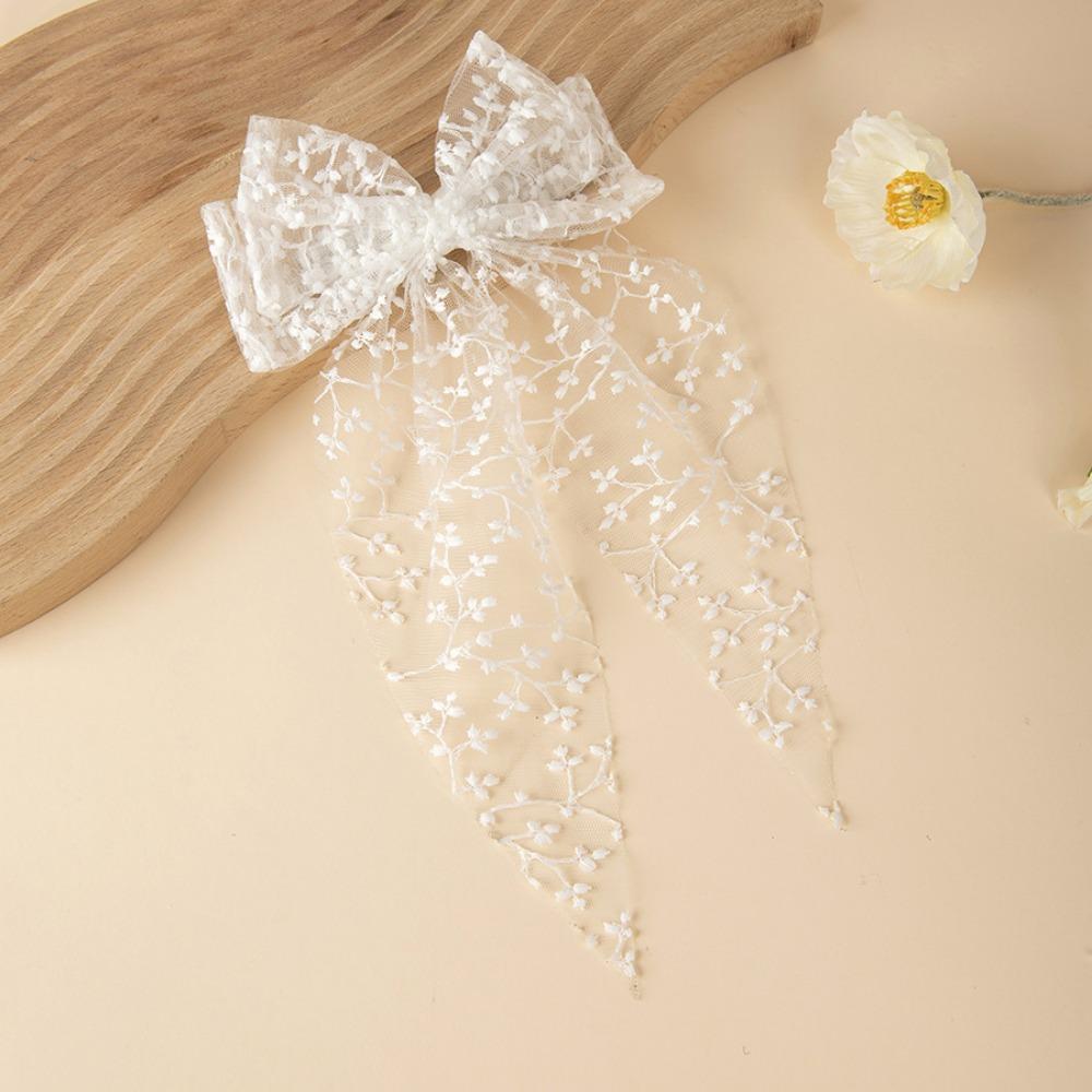Flower Bow Hair Clip Lace Headwear Romantic Girl Hairpin  Wedding Season