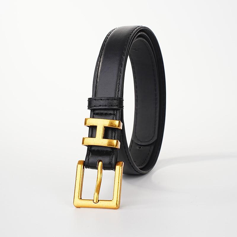 New Retro Alloy H Letter Buckle Belt for Women Ins Trendy Korean Version Simple Versatile Pin Buckle Thin Belt for Women