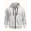 Zippered Cardigan Hoodie American Men's Cardigan Sweatshirt Multi-pocket Zippered Jacket