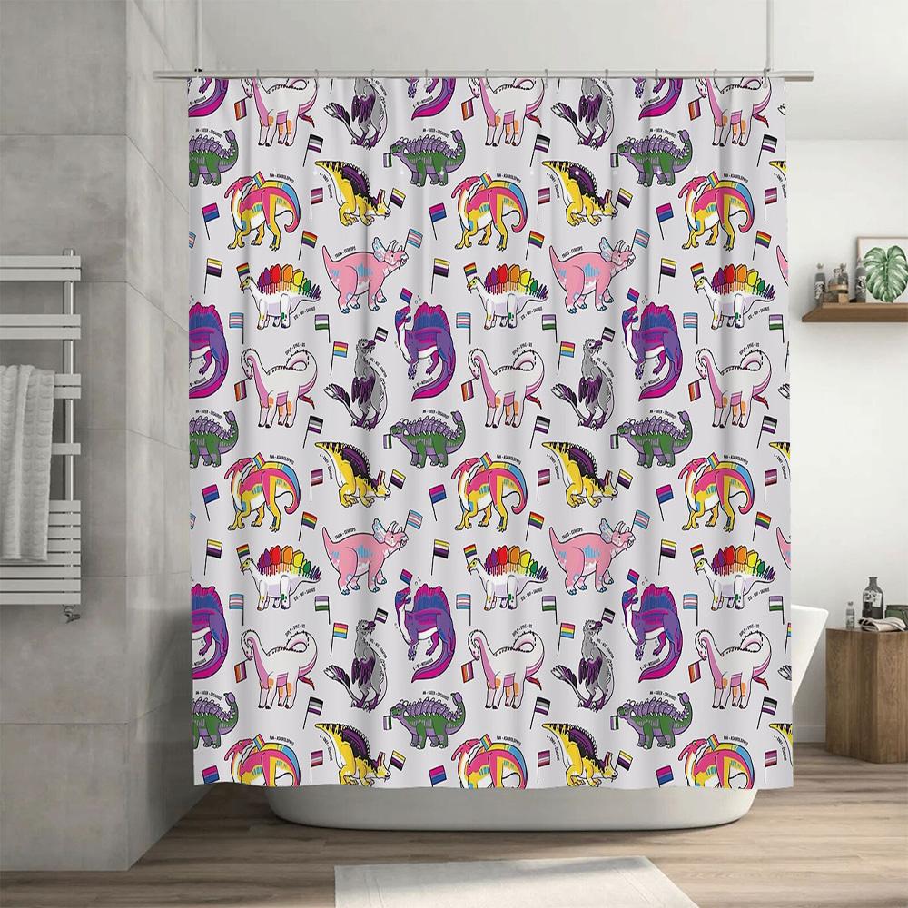 Rainbow Pride Shower Curtain Lgbt Bathroom Decor Transgender Flag Shower Liner Lgbtq+ Washable Backdrop