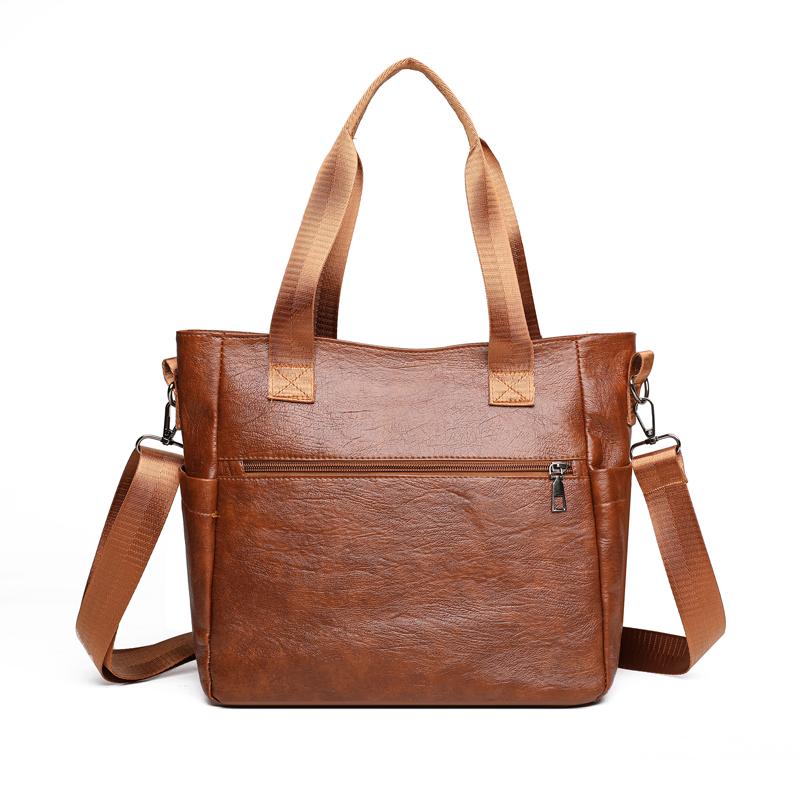 Bolso de hombro de gran capacidad para mujer, bolso de mano de PU, bolso de mano