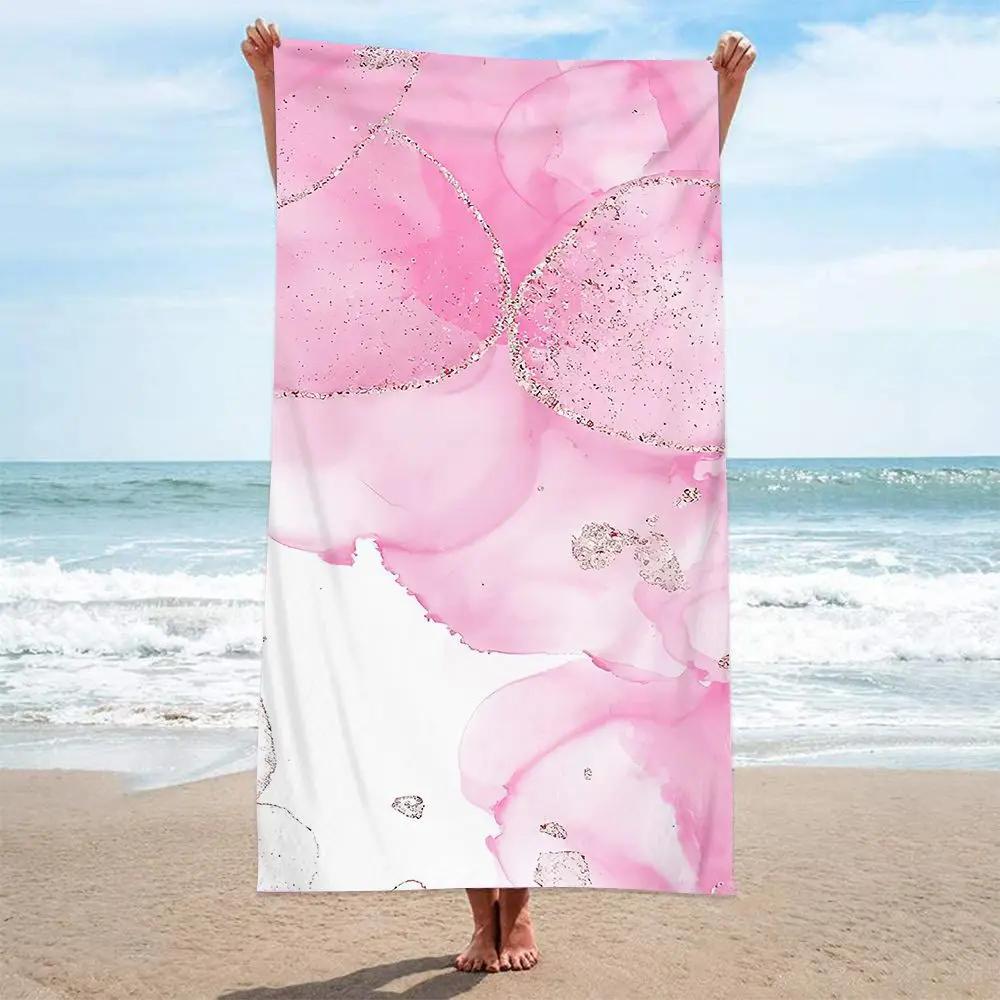 Asciugamano da Spiaggia Fiori Stile Ins, Stampa Digitale Sottile Asciugatura Rapida Anti-Sabbia Microfibra Leggero per Nuoto Yoga Viaggio Palestra Regalo