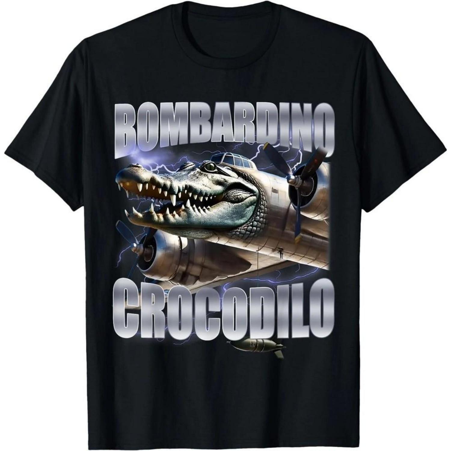 Bombardiro CrocodiloItalian Brainrot Meme T-Shirt Unisex T-Shirt S чёрный