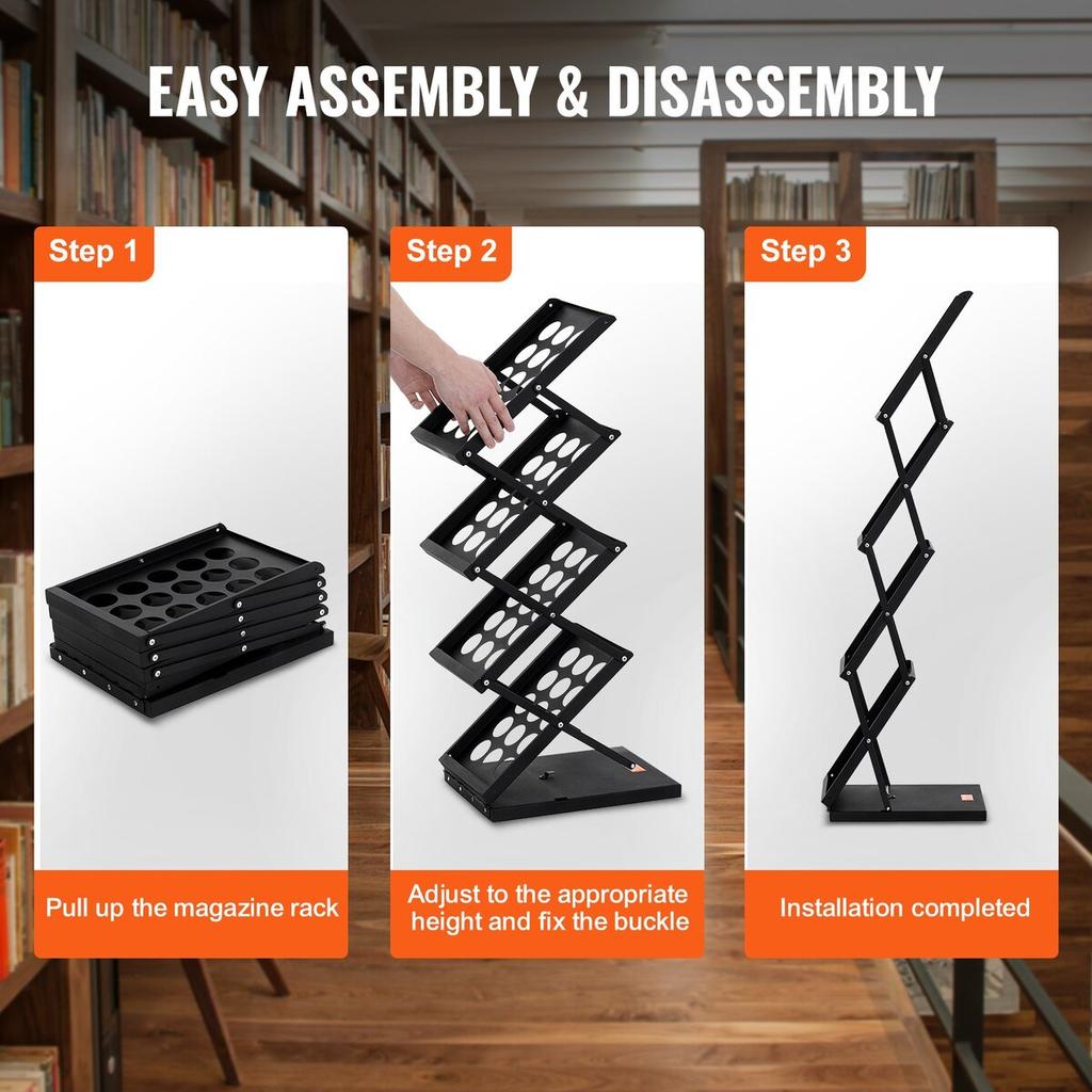 Foldable Magazine Display Rack 4 Pocket Brochure Literature Display Stand