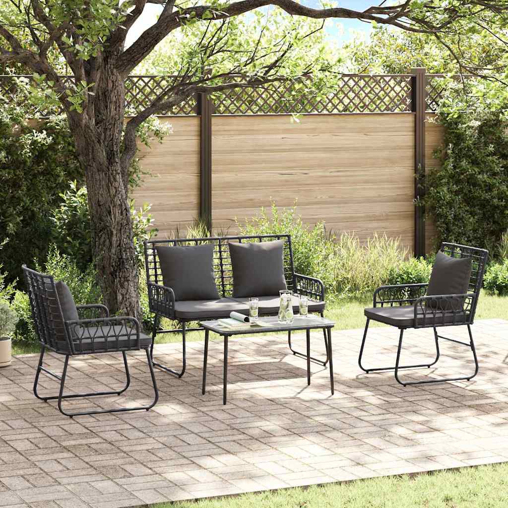 Garden Dining Set 3 Pcs Black and Anthracite Poly Rattan