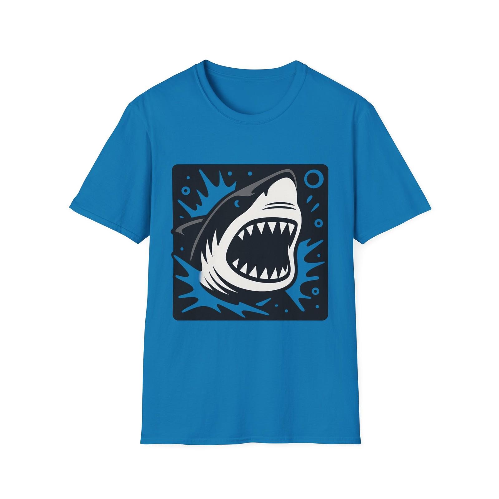 Unisex Softstyle T-Shirt Mens Womens Tees Top Comic Style Shark Rage Graphic Deep Sea Menace Tee S
