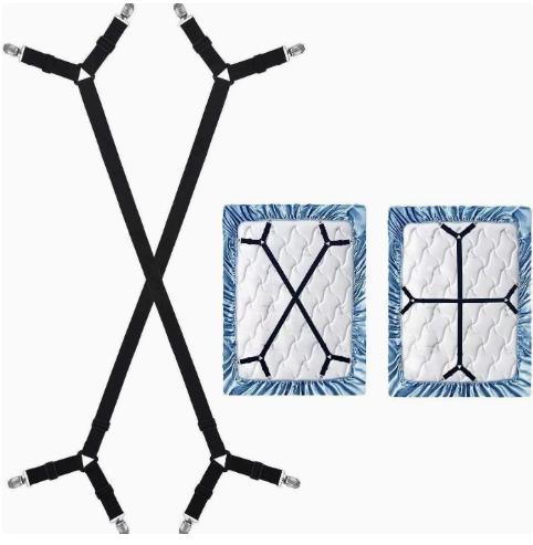 Adjustable Bed Sheet Straps for Bed - Elastic Sheet Clips to Keep Fitted Sheets and Comforters Securely in Place