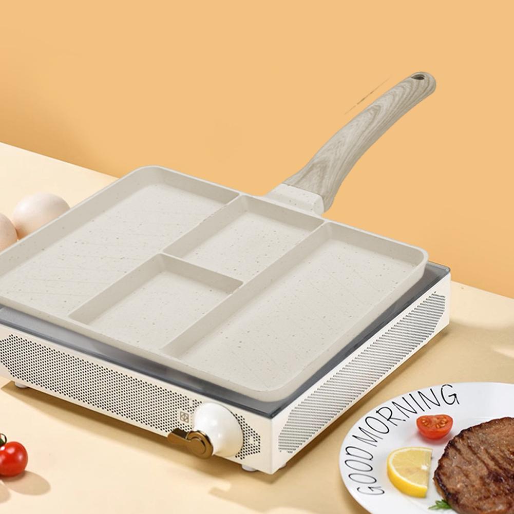 Four-Cup Eggs Frying Pan with Heat-Resistant Handle Alloy Breakfast Mcmuffin Egg Making Pan for Gas Stove and Induction Cooker