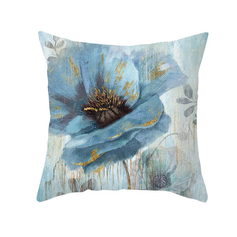 Peach Skin Ginkgo Leaf Pillowcase - Green Plant Design Sofa Cushion Cover for Living Room