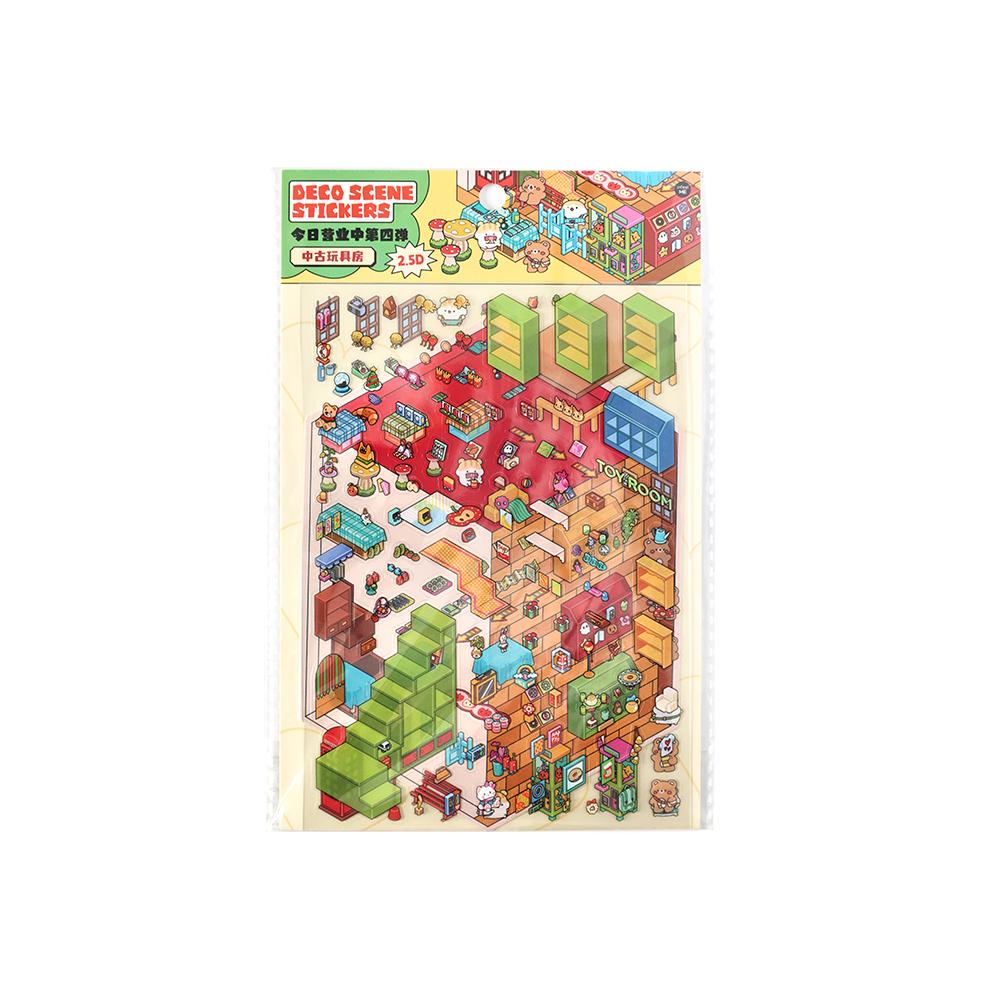 3 Sheets/bag PET Stickers Three-Dimensional Hand Account Collage Landscaping Sticker Handbook DIY Decorative Sticker Pack