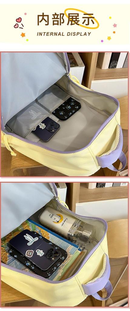 YYBEIQII Mochila Escolar Fofa de Grande Capacidade para Ensino Fundamental e Médio Mochila Leve Coreana com Laço Estiloso e Fofa e Adequada para