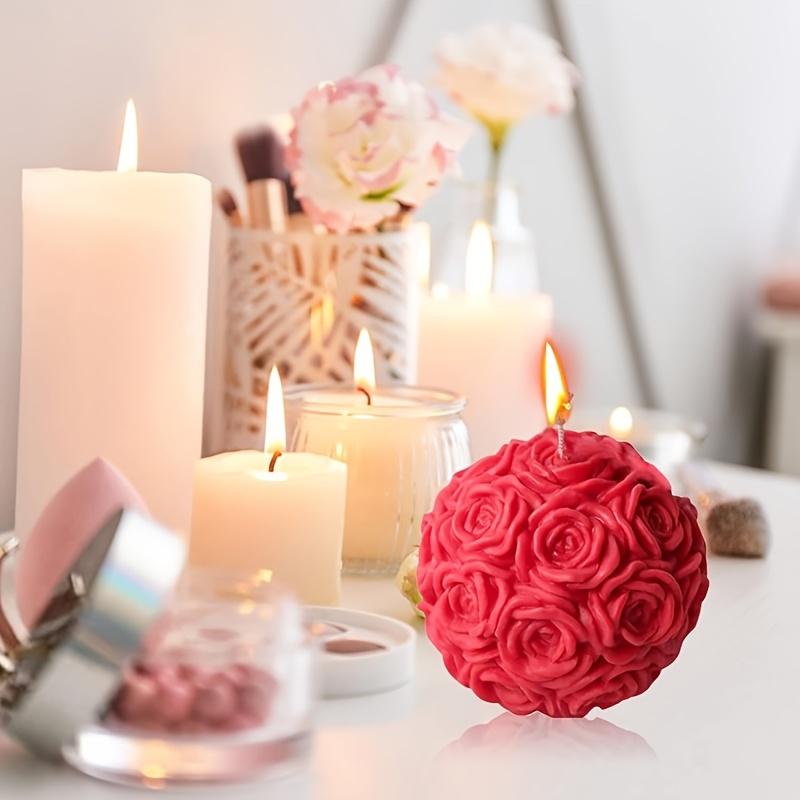3-piece Set of Mini Rose Ball Candle Silicone Molds, Cast with Gypsum Resin Concrete, DIY Handicrafts for Home Decoration